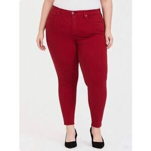 Torrid Sky High Premium Stretch Elastic Waistband Red Skinny Jean Size 24R